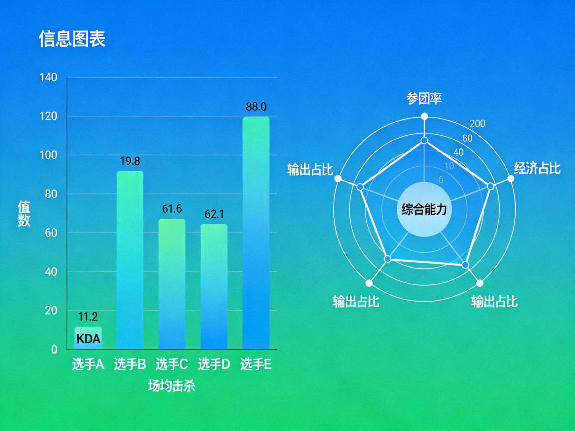 本周TOP5电竞选手数据对比图表 - 柱状图与雷达图