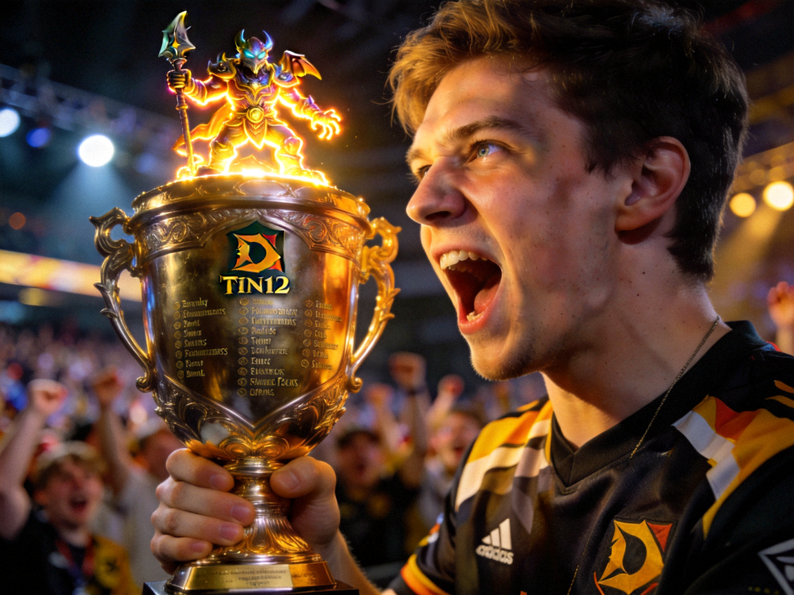 DOTA2国际邀请赛TI12奖杯与选手特写