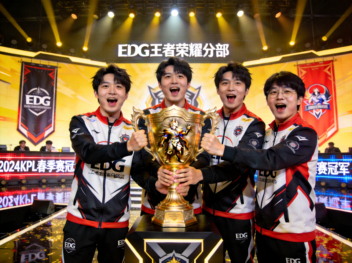 EDG电子竞技俱乐部王者荣耀分队获奖时刻 - 手捧奖杯