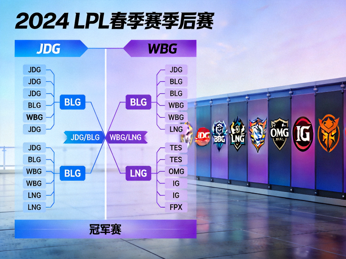 《英雄联盟》LPL春季赛季后赛对阵图与战队Logo墙